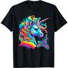 Vibrant Rainbow Unicorn Graphic T-Shirt Men Round Neck Short Sleeve Tee