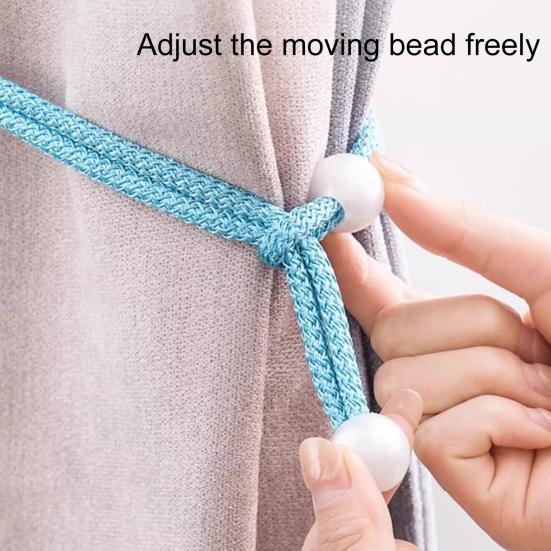 2Pcs Faux Pearl Curtain Tieback, Adjustable Window Curtain Holders Ties Backs, Drape Curtain Holdbacks for Home, Bedroom Decoration