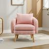 Poltrona moderna, semplice, in velluto teddy con cuscino, cuscino extra spesso, poltrona singola, imbottita, sedia da relax, sedia con gambe in legno massello