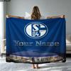 1PC FC Schalke 04 Custom Name Patterned Flannel Blanket Suitable For All Seasons for Home Decor Warmth and Comfort Gifts Holiday Present