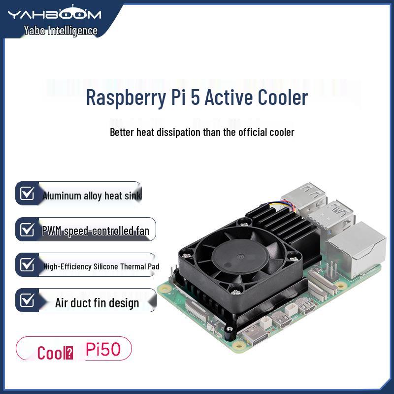 Raspberry Pi 5 Official Heatsink with PWM Fan and Aluminum Shell