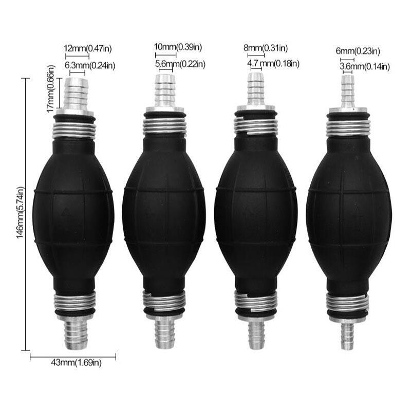 Hand Fuel Pump Line Rubber Aluminum Hand Primer Bulb diesel oil transfer petrol for Car Boat Marine Outboard 6mm/8mm/10mm/12mm