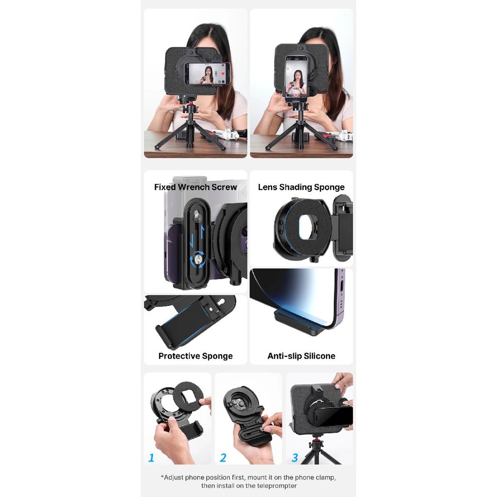 Ulanzi RT02 Teleprompter Universal Prompter Câmera DSLR Smartphone Tablet Laptop Teleprompter Transmissão ao Vivo Gravação de Vídeo
