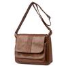 Women's Leather Crossbody Bag with Flap Closure Adjustable Strap Shoulder Bag for Daily