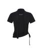 SECONDSALT Shirred Choker Half-Neck T-Shirt (Black)