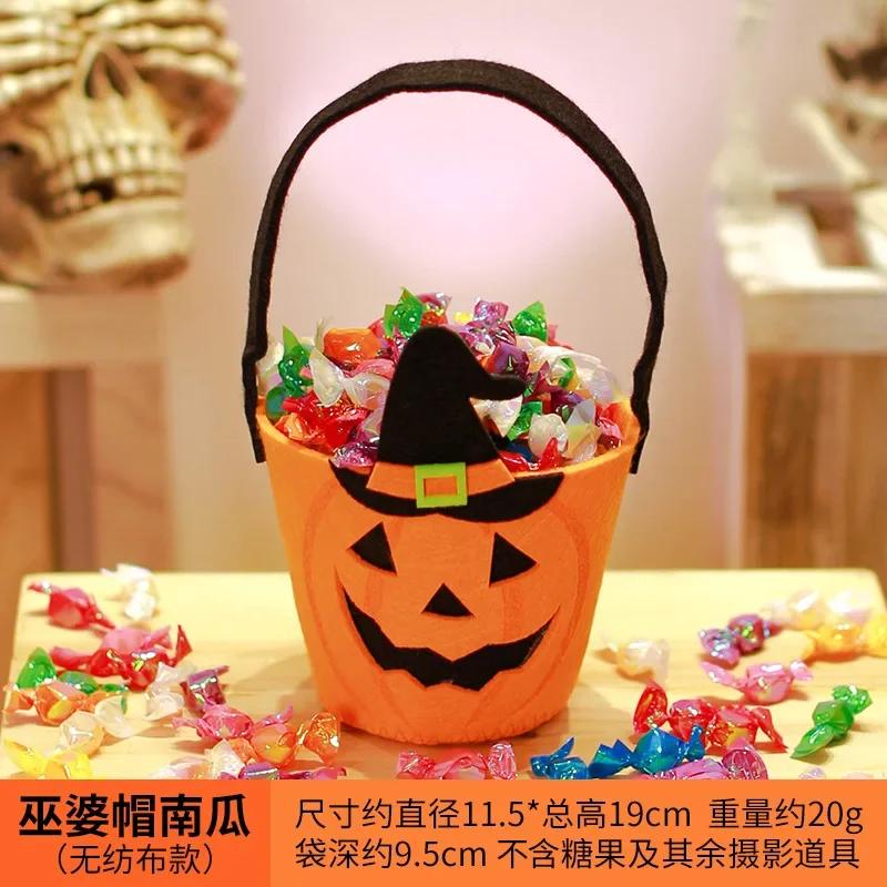 Halloween Pumpkin  Portable Candy Bags Cartoon Pumpkin Black Cat Bat Witch Ghost Kids  Gift Trick Or Treat Happy Halloween Day