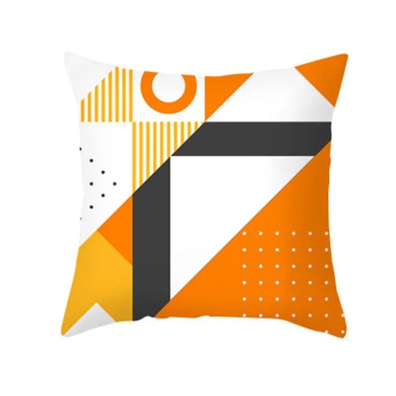 Orange Geometric Abstract Pillowcase Modern Simple Ins Style Cushion Creative Line Plant Pattern Sofa Decorative Pillow