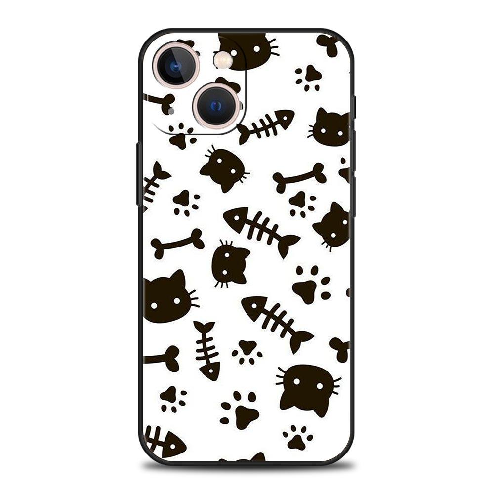 Abstract Creative Cat Line Pattern Phone Case Cover for iPhone 17 16 15 14 13 12 11 Pro Max 17Air Plus Shockproof Soft TPU Shell