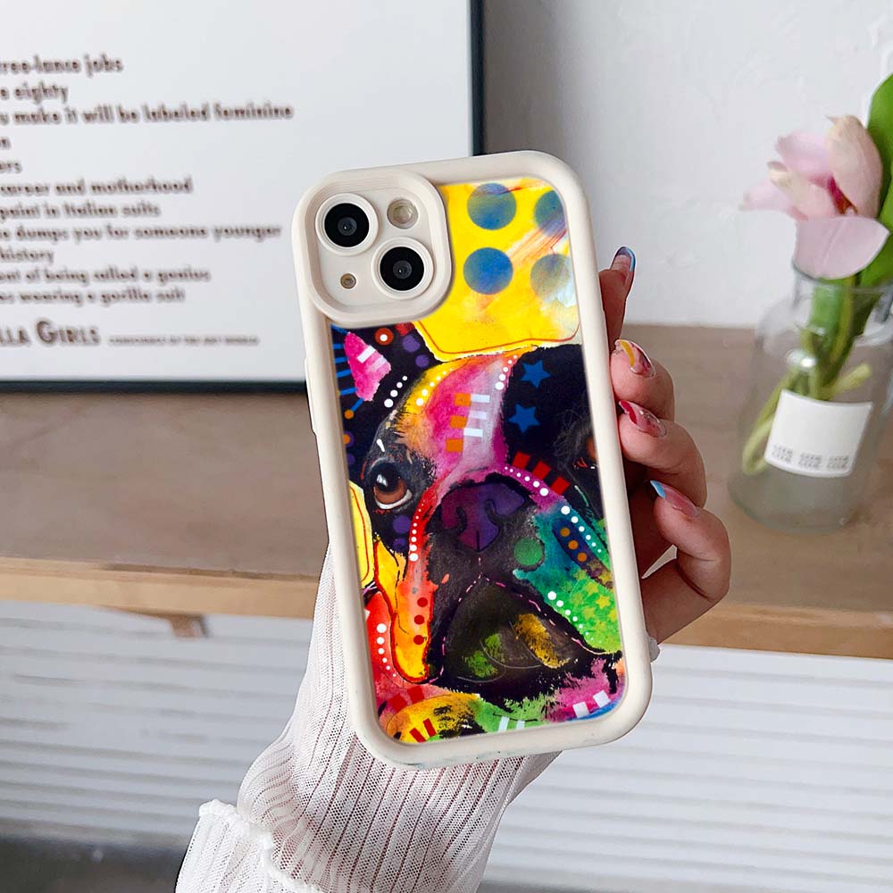 Sky Eye Ladder Phone Case for iPhone 15 14 13 12 11 Pro Max Samsung A15 A25 A24 A54 A14 Huawei Honor 90 Angel Eye Soft Cover A44 French Bulldog Dog