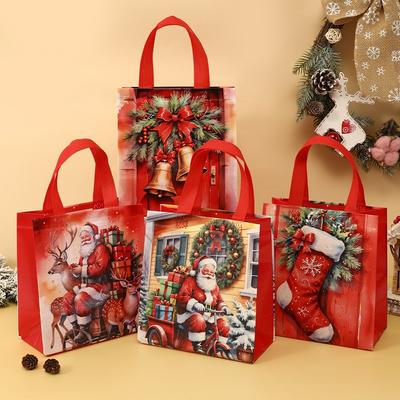 4pcs Christmas Gift Bag Santa Non-Woven Bag Christmas Decorations For Home Xmas Navidad Noel Gifts New Year Packaging Bag