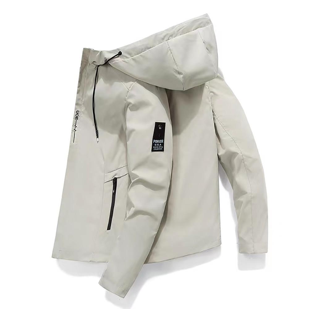 2025Spring and autumn street trend men's hooded coat, fashion outdoor hiking jogging zipper loose large size men's casual jacket