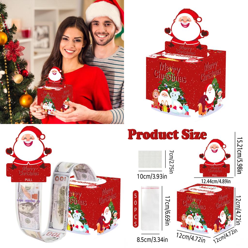 Red Christmas Main Picture Santa Claus Reindeer Pattern Paper Box For Festive Occasions