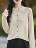 New Style Women's Autumn Wool Cardigan Sweater with Polo & Lapel Collars