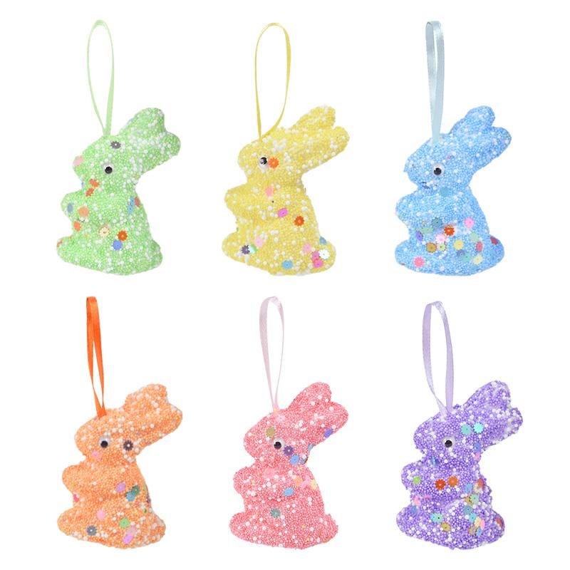 

6/12 шт. Пасхальный пенопластовый кролик, разноцветный кролик, подвесное украшение для весенней пасхальной вечеринки, принадлежности для украшения дома, детские подарки, сувениры