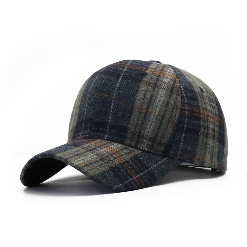 Hats Men's and Women's Autumn and Winter Woolen Materials Outdoor Warmth British Plaid Baseball Cap Casual Plaid Cap