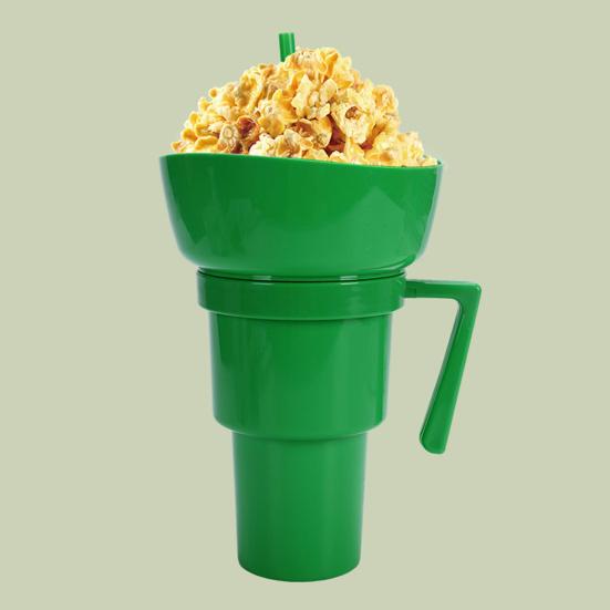 Snack And Drink Cup Reusable Popcorn Holder with Straw Leak-proof