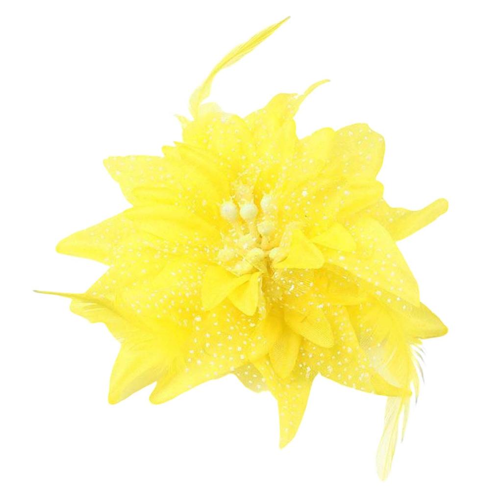 S161020 Large Lily Flower Hair Clip Feather Headpiece for Women Silk Cloth Foam Gauze Diameter 14CM