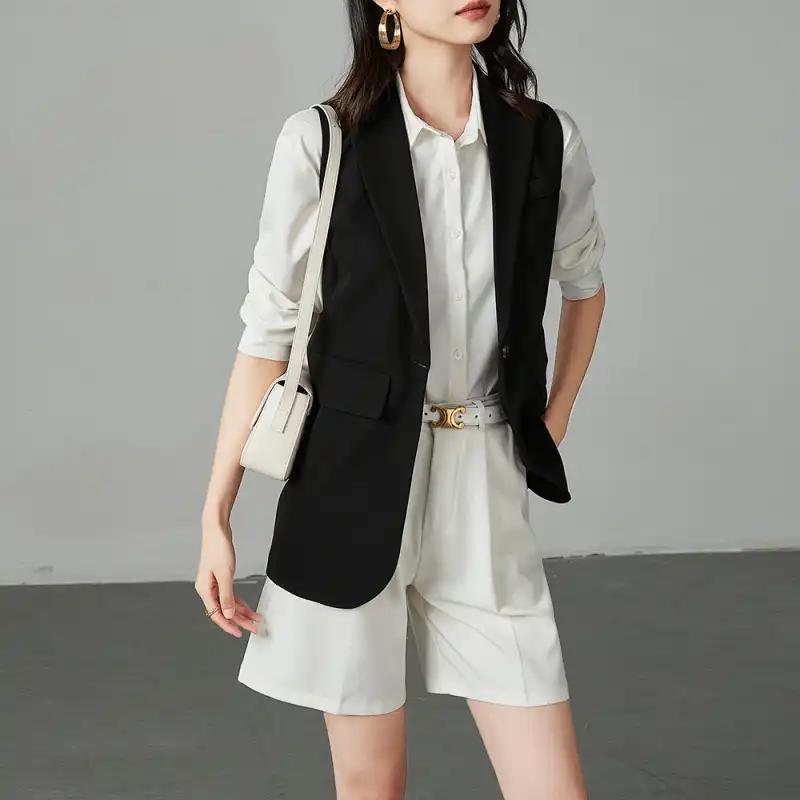 Women s New Spring Fall Blazer Vest Sleeveless Suit Waistcoat Outerwear S
