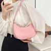 PU Leather Ladies Handbag Simple Armpit Bag Portable Half Moon Underarm Bag  Women