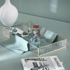 Small Striped Glass Tray with Brass Frame & Mirror Cosmetic Organizer for Vanity Desk