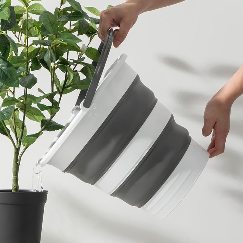 Folding Water Bucket Portable Collapsible Buckets Space Saving Outdoor Water Pail for Garden Camping Fishing Car Washing X3UC
