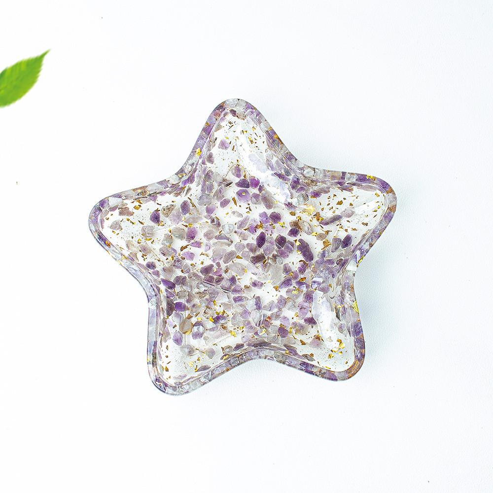 Crystal Gemstone Star Shape Storage Box With Geometric Design For Home Decor And Gifts