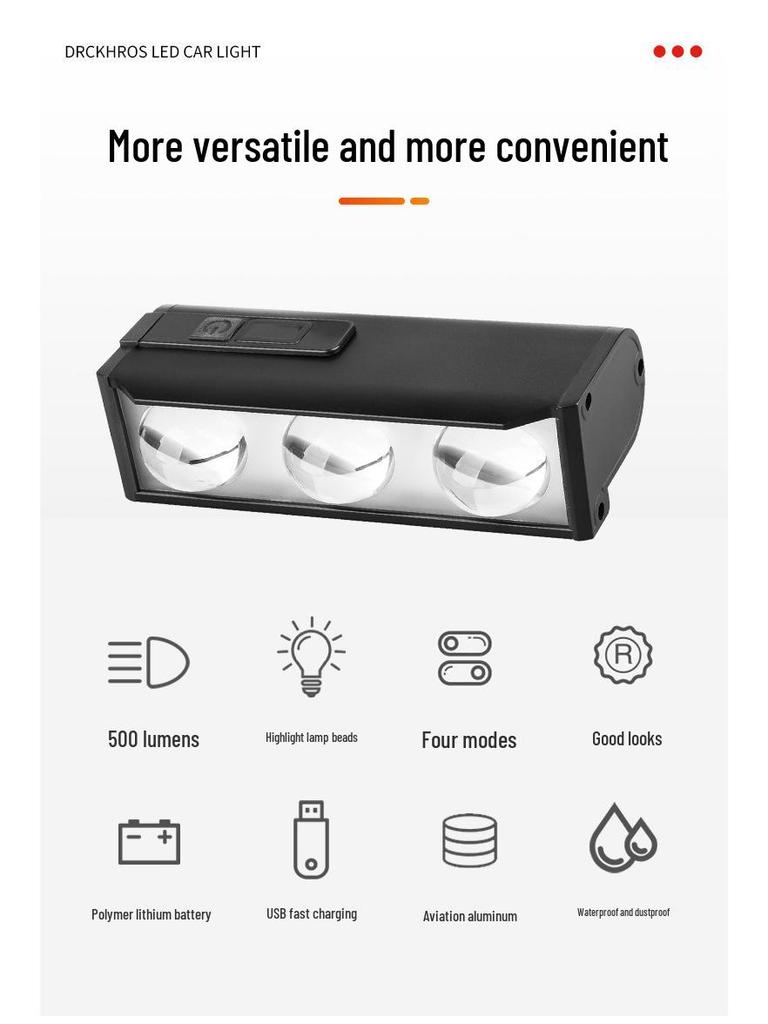 Super Bright Rechargeable Aluminum Bike Front Light with Power Display