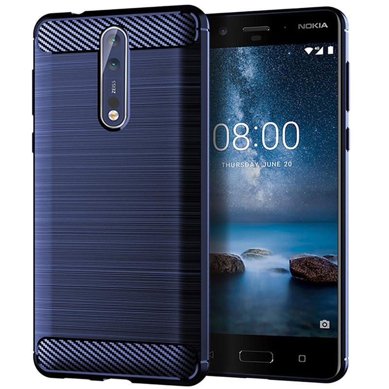 Custodia in silicone opaco per Nokia 8 TPU antiurto in fibra di carbonio morbida cover posteriore per Nokia 8 Nokia8 custodia antiurto smerigliata