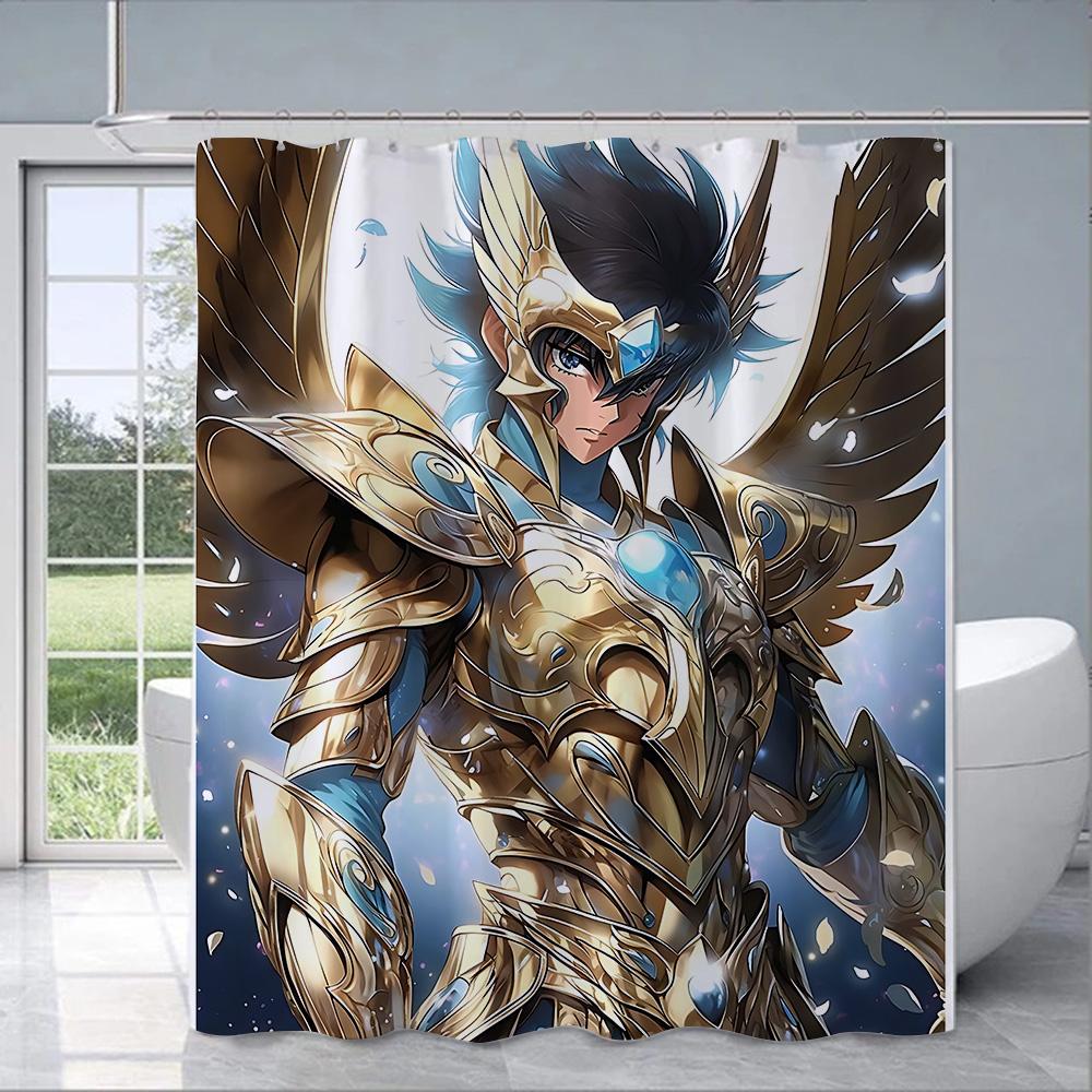 Shower Curtain Waterproof Polyester Fabric Paint Colorful Bath Curtains Saint Seiya Hyoga Shiryus Home Bathroom Decor With Hook