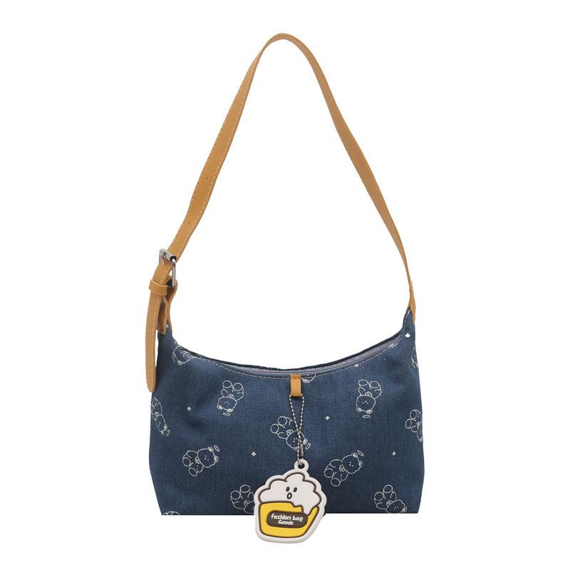 Cute Printed Contrasting Color Underarm Bag Fashionable Versatile Women's Messenger Bag Light Luxury Texture Portable Shoulder Bag High Value