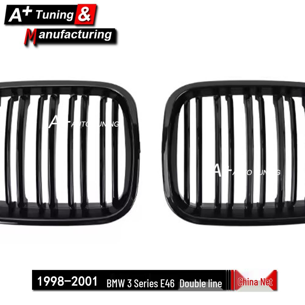BMW E46 3er Reihe 4-Türer Doppellinien Glänzend Schwarzer Kühlergrill (1998-2001)