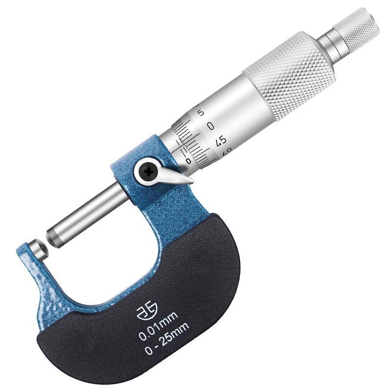 Blue Precision Carbide Alloy Spiral Micrometer Caliper 0-25mm, 0.01mm Resolution, Industrial-Grade Wall Thickness Measurement