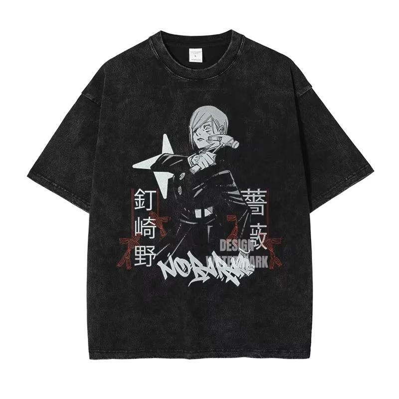 2026 summer Jujutsu Kaisen Gojo Satoru Washed T-shirt Anime Harajuku Streetwear Oversized Tee Y2K Retro Otaku Tops