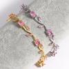 Colorful Leaf Cubic Zirconia Cz Crystal Bridal Bridesmaid Wedding Jewelry Bracelets Gift For Women Mom On Wedding Day