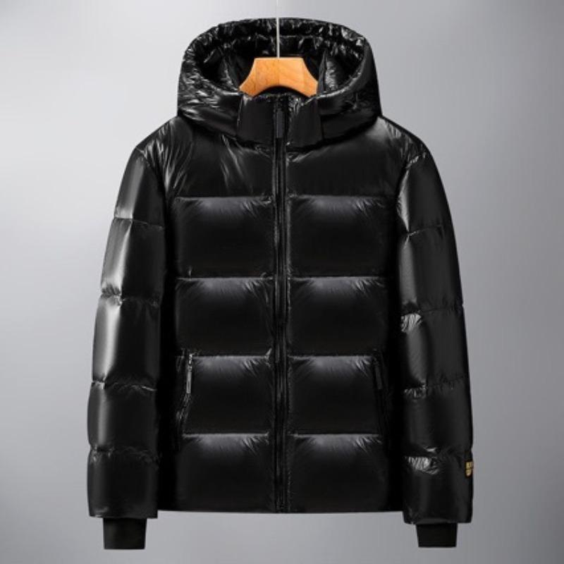 Winter black and gold down jacket short long thickened simple men's and women's glossy jacket tide