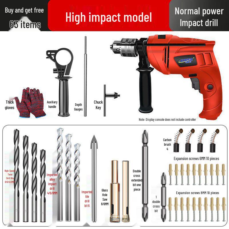 Electric Hand Drill Set with Drill Bits for Woodworking & Household Tasks