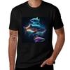 Cosmic Whale Shark TShirt Minimalist Casual Short Sleeve Top