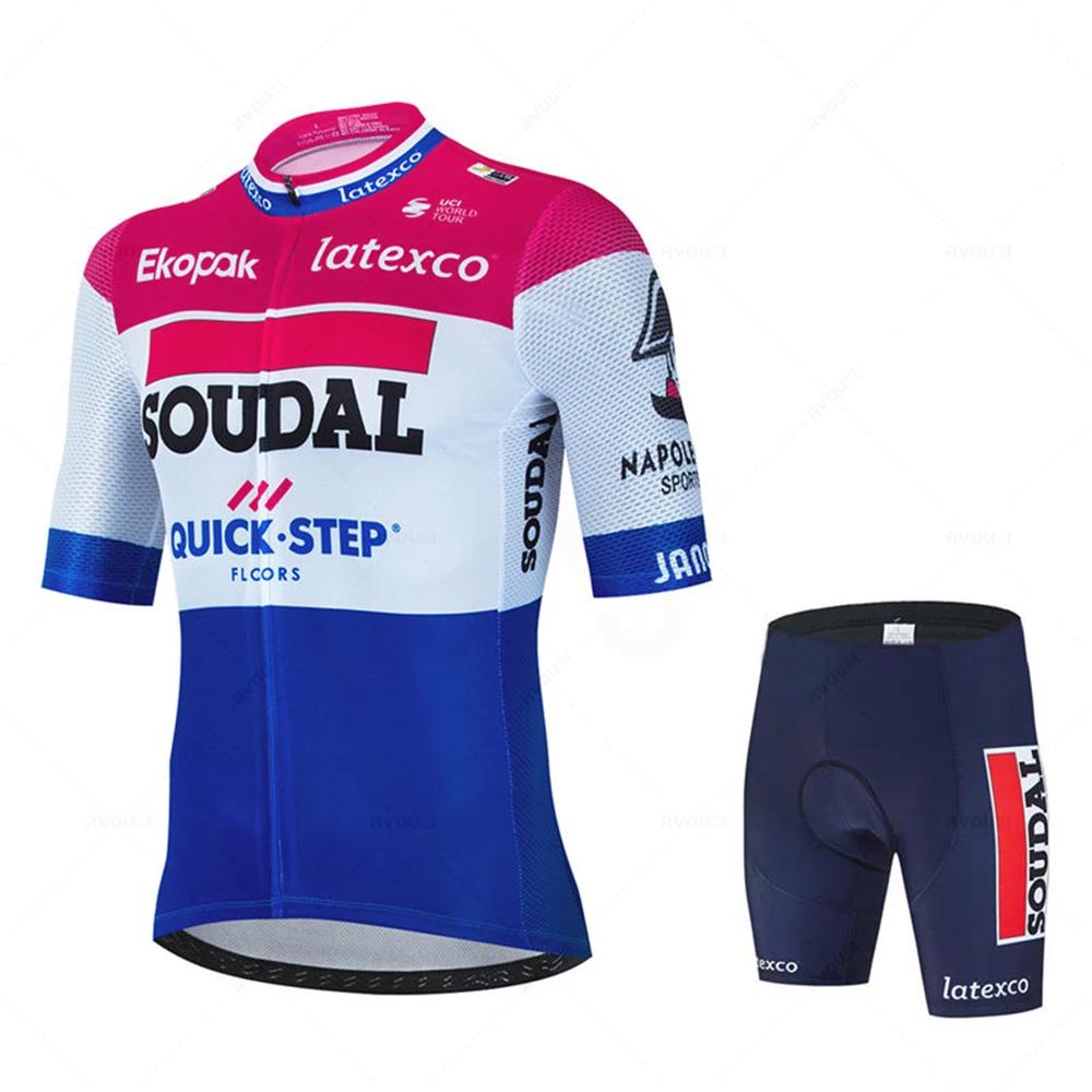 Soudal Quick Step sada cyklistického dresu léto belgické kolo prodyšné muži oblečení na horské kolo Maillot ropa ciclismo uniforma