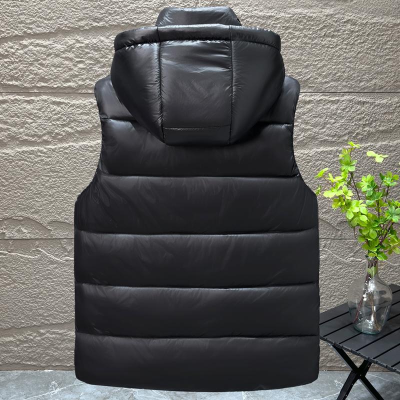 Ärmellose Winterparkas für Herren, Oberteile mit Kapuze, Übergröße, lässige dicke warme schwarze Weste für Herren-Oberbekleidung
