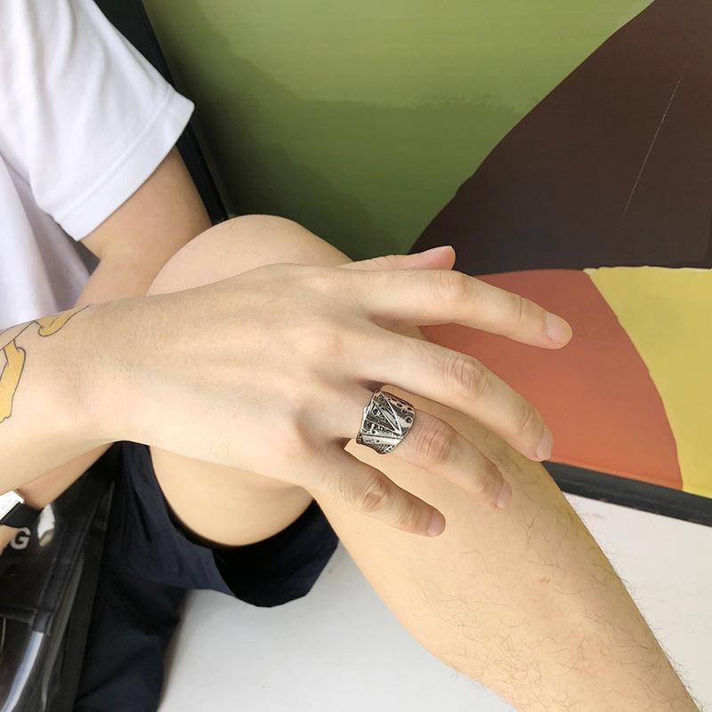 Retro Poker Ring For Men Zinc Alloy Color Punk Gothic Rock Hiphop Open Ring Unisex Accessories Handmade Designer Zircon Lover Gift