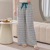 Cotton Silk Family Spring and Autumn Women's Cotton Silk Pajama Pants Wide-leg Pants Thin Artificial Cotton Can Be Worn Outside Casual Home Pants