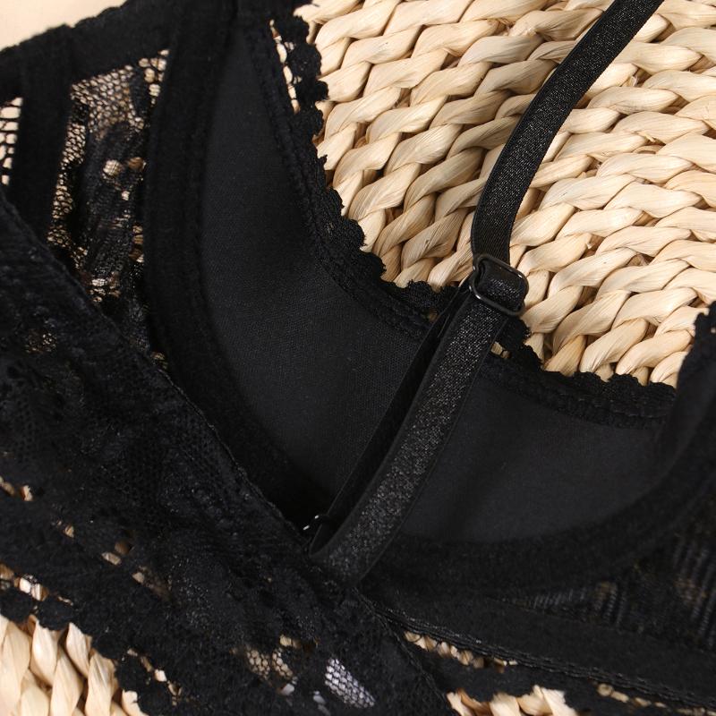 Sexy Lace Transparent Bra with Steel Ring for Women