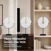 Marble Disc Sculpture with Stand Minimalist Decorative Accent for Bookshelf