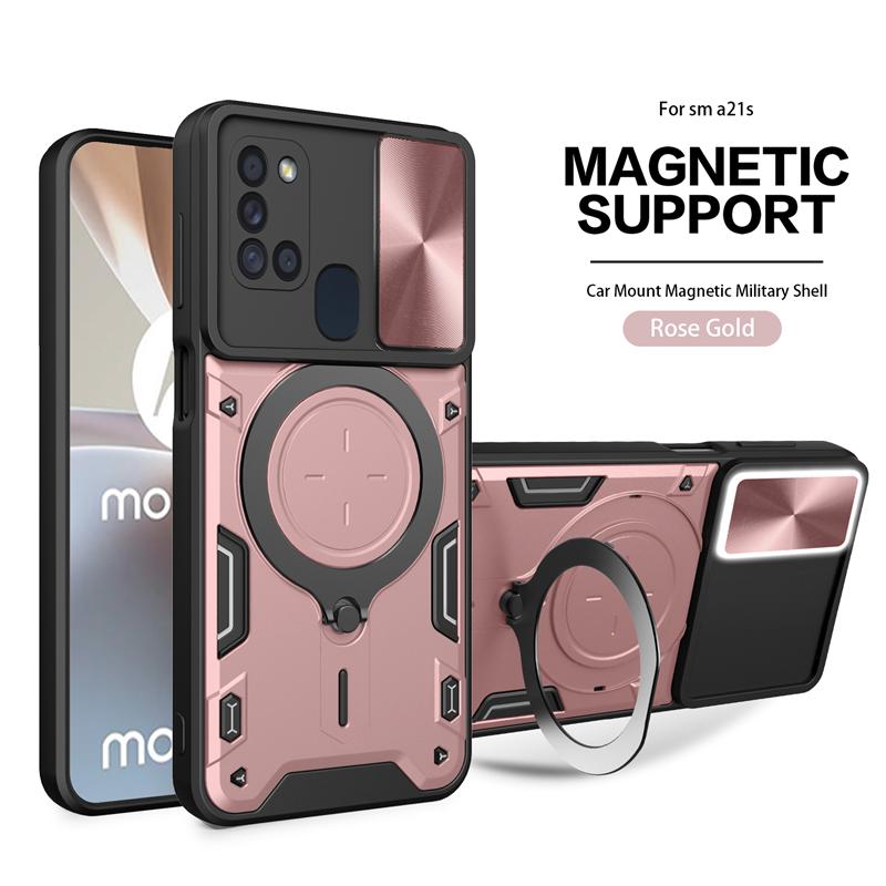 For Samsung A21S Case Magnet Holder Ring Armor Phone Case For Samsung Galaxy A21S A 21S A21 S Slide Camera Protect Back Cover