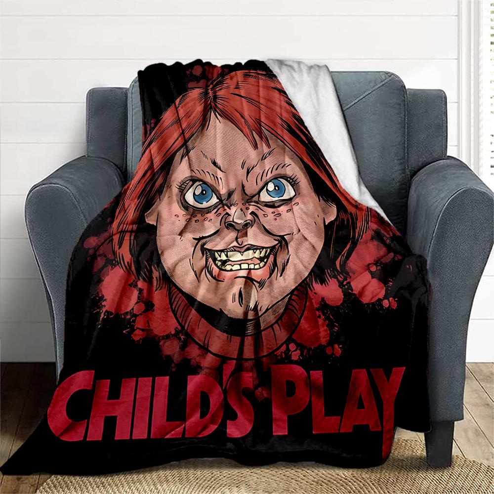 1pc Chucky Outdoor Blanket Lightweight Flannel, Soft & Warm, All Season Use for Sofa, Outdoor, Camping, Living Room, Office, Chair