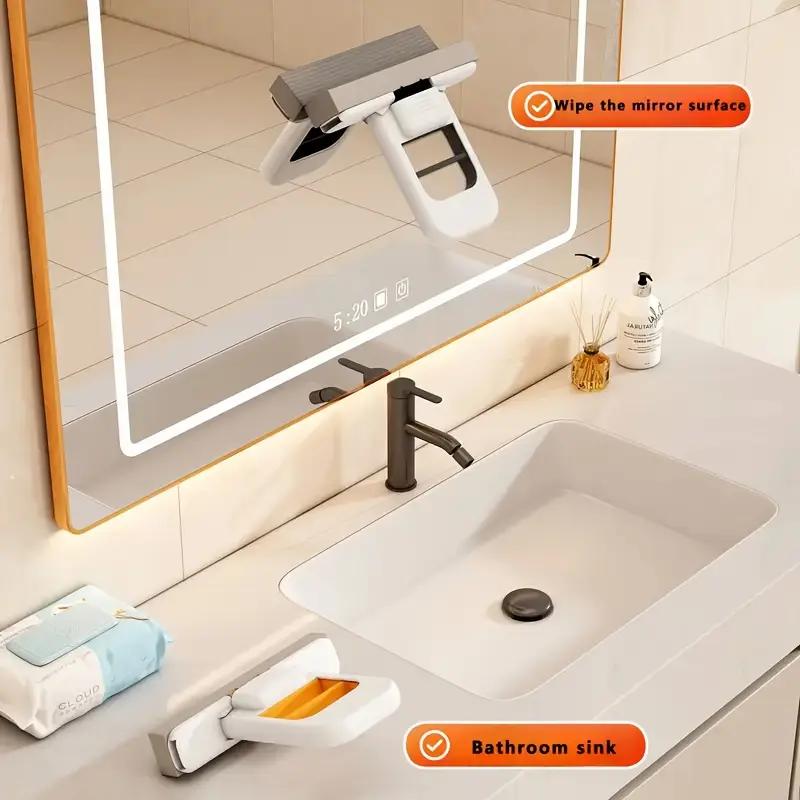 1PCS Foldable Hands-free Indoor Dual-use Small Cotton Mop for Tabletop Cleaning, Wet and Dry Handheld Folding Lazy Mop