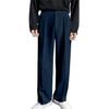 Men Suit Pants High Waist Button Zipper Fly Straight Wide Leg Long Pants with