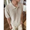 Polo Noir Homme Manches Courtes Tricoté Haut Décontracté Confortable Coupe Régulière Tenue Quotidienne Streetwear