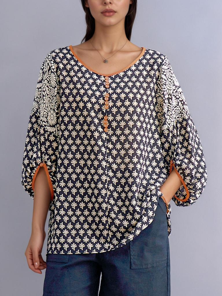2026 Women's Batwing Sleeve Chiffon Top: Slimming, Belly-Hiding Spring/Autumn Shirt