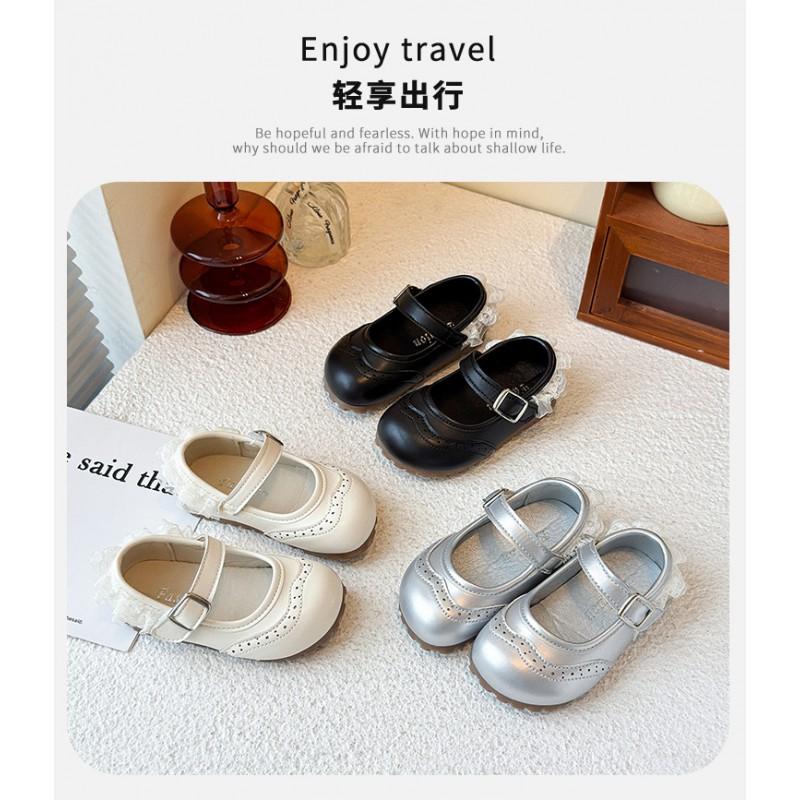 Youth style shoes Girls Mary Jane Shoes Fall Soft Sole Non-Slip Princess Style Kids Flat In White Black